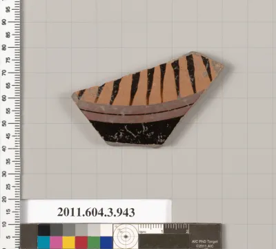 Terracotta fragment of a lekanis lid (covered dish)