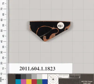 Terracotta rim fragment of a kylix (drinking cup)