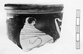 PYXIS LID, FRAGMENT (ATHENIAN, RED-FIGURE)