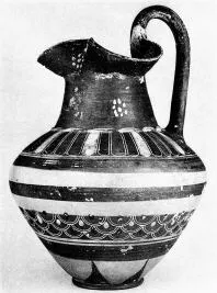 OINOCHOE (PROTOCORINTHIAN, BLACK POLYCHROME)