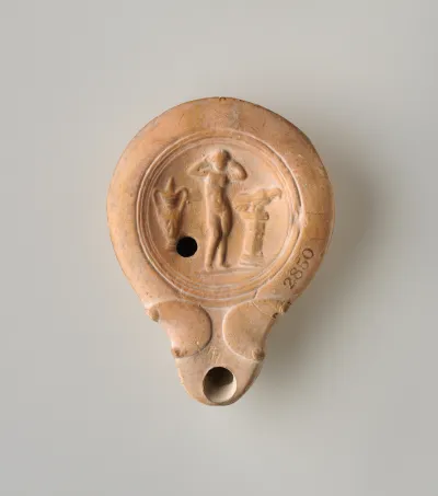 Terracotta oil lamp
