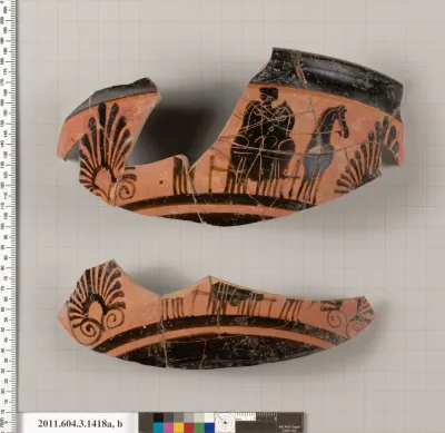 Terracotta fragments of a skyphos (deep drinking cup)