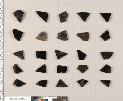 Terracotta fragments of kylikes (drinking cups)