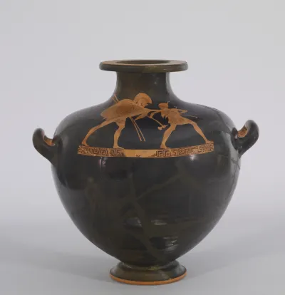 Hydria with Theseus (?) and an Amazon