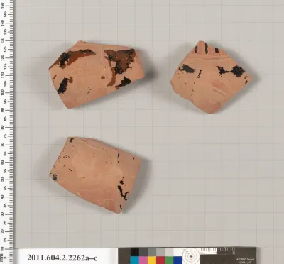 Terracotta fragments of a pot; unglazed on the inside