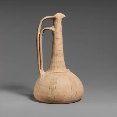 Terracotta conical lekythos-oinochoe (combination oil flask and jug)