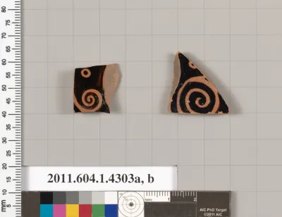 Terracotta fragments of kylikes (drinking cups)