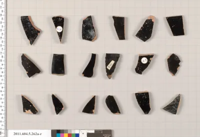 Terracotta fragments of kylikes (drinking cups)