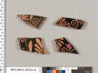 Terracotta fragments of kylikes (drinking cups)