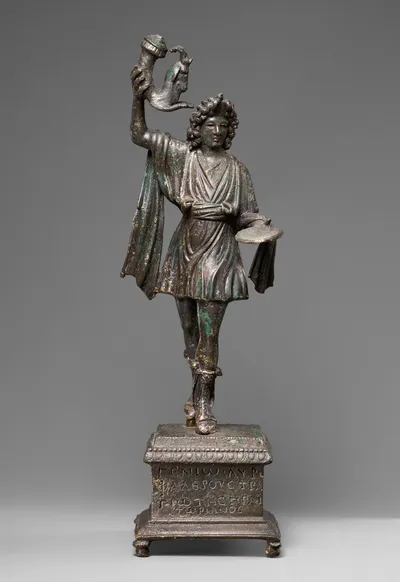 Statuette of the Lar/Genius of Aurelius Valerius and Base