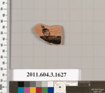 Terracotta fragment of a kylix: Band cup (drinking cup)