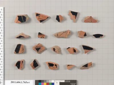 Terracotta fragments of kylikes (drinking cups)