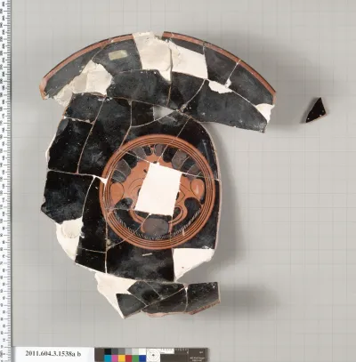 Terracotta fragments of a kylix: eye-cup (drinking cup)