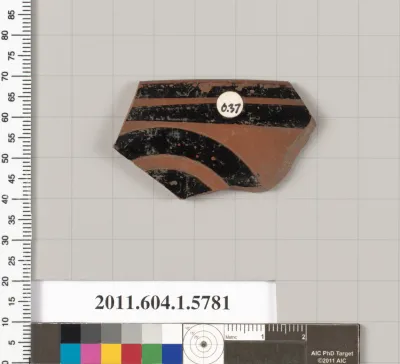 Terracotta rim fragment of a kylix: eye-cup (drinking cup)