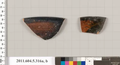 Terracotta rim fragments of a kylix (drinking cup)