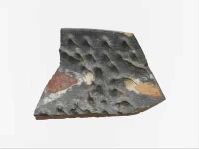 Terracotta rim fragment with polychrome decoration