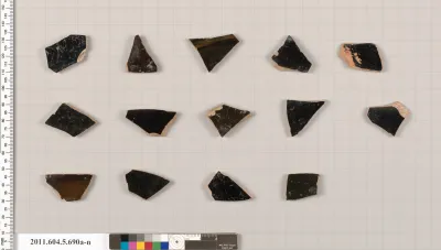 Terracotta fragments of kylikes (drinking cups)