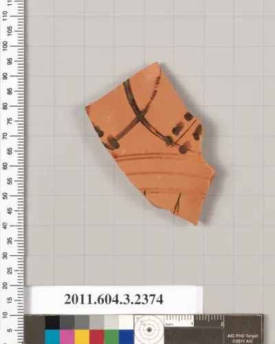 Terracotta fragment of a kylix: eye-cup (drinking cup)