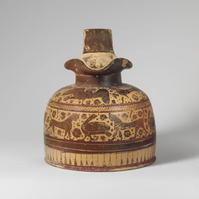 Terracotta oinochoe (jug) with lid