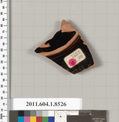 Terracotta fragment of a stemless kylix (drinking cup)