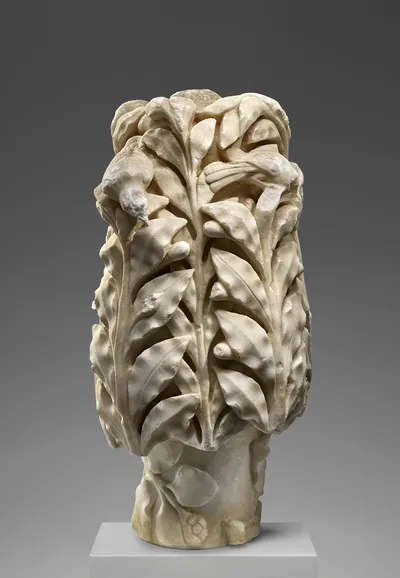 Fragment of Shaft with Laurel Branches and Birds