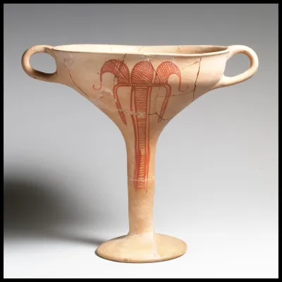 Terracotta kylix (drinking cup) with flower