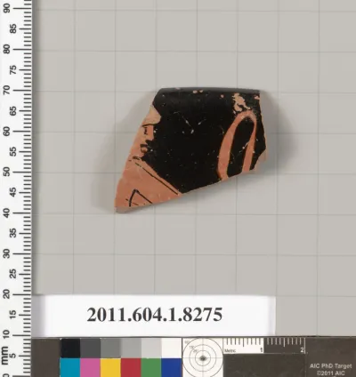 Terracotta rim fragment of a kylix (drinking cup)