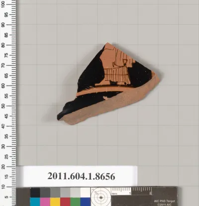 Terracotta rim fragment of a stemless? kylix (drinking cup)