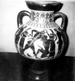 AMPHORA, NECK AND LID (ATHENIAN, BLACK-FIGURE)