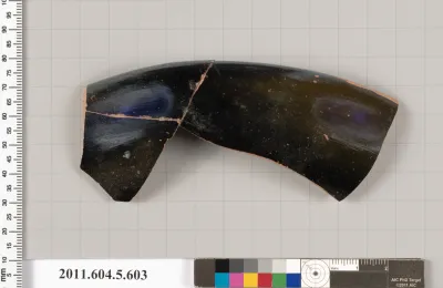 Terracotta rim fragment of a kylix (drinking cup)