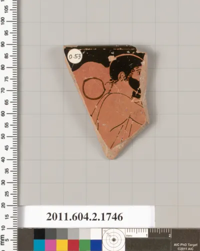 Terracotta rim fragment of a skyphos (deep drinking cup)