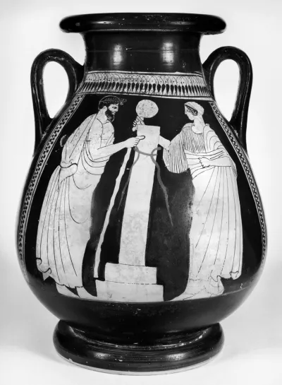 Pelike with Woman and Pair of Youths