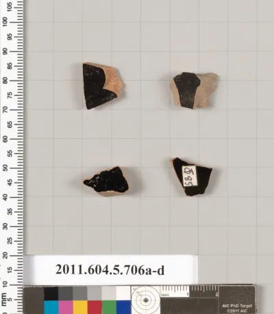 Terracotta fragments of kylikes (drinking cups)