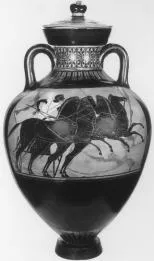 AMPHORA, PANATHENAIC PRIZE (ATHENIAN, BLACK-FIGURE)