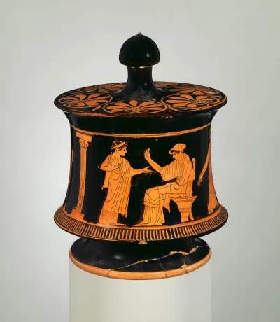 Terracotta pyxis (box) with lid