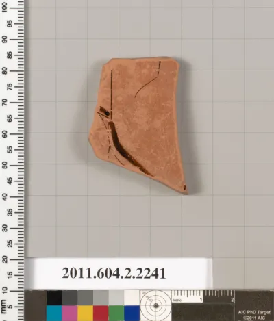 Terracotta fragment of a pot; unglazed on the inside
