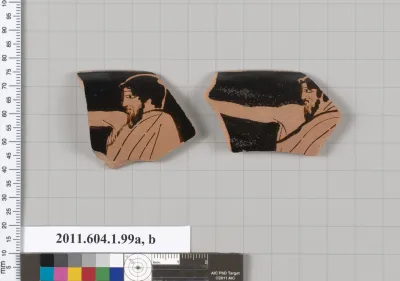Terracotta rim fragments of a kylix (drinking cup)