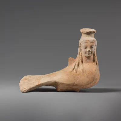 Terracotta vase in the form of a siren