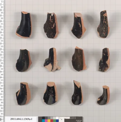 Terracotta fragments of kylikes (drinking cups)