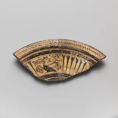 Fragment of a terracotta stemmed dish
