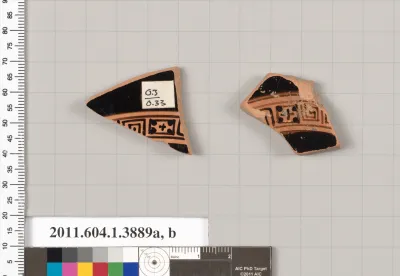 Terracotta fragments of kylikes (drinking cups)