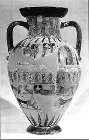 AMPHORA, NECK (ATHENIAN, BLACK-FIGURE)
