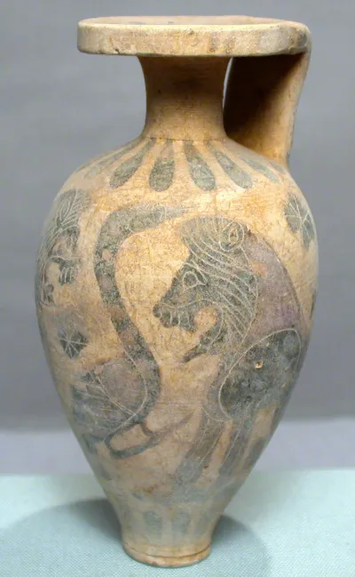 Terracotta pointed aryballos