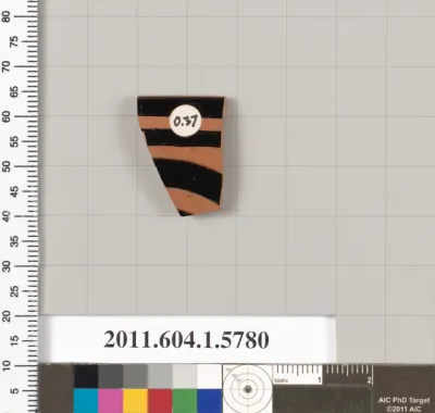 Terracotta rim fragment of a kylix: eye-cup (drinking cup)