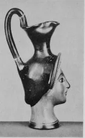 FIGURE VASE, OINOCHOE (ATHENIAN, RED-FIGURE)