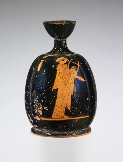 Terracotta squat lekythos (oil flask)