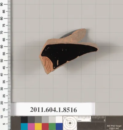 Terracotta fragment of a stemless kylix (drinking cup)