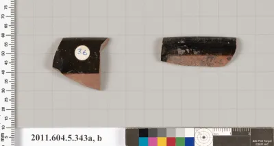 Terracotta rim fragments of kylikes (drinking cups)