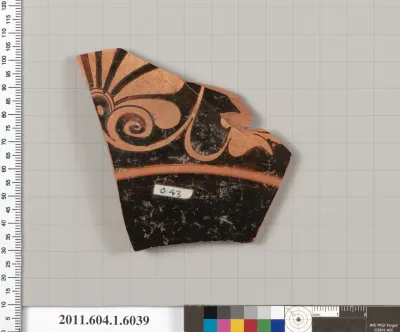 Terracotta rim fragment of a kylix (drinking cup)