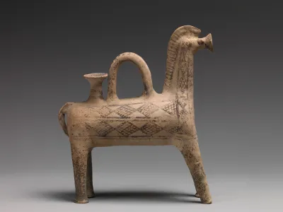 Terracotta rhyton (libation vessel) in the form of a horse